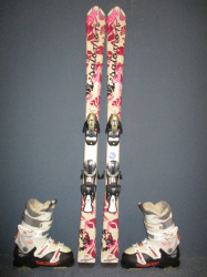 Juniorské lyže SALOMON JADE Jr 130cm + Lyžiarky 24,5cm, VÝBORNÝ STAV